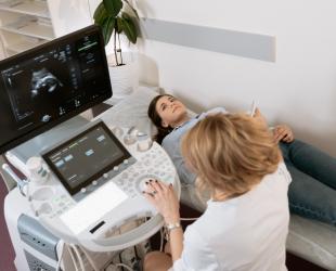 Woman having scan
