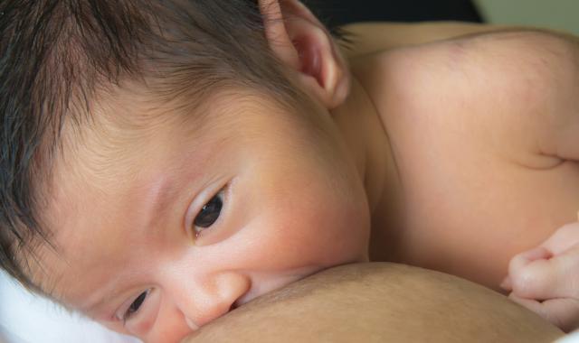 Close up of baby feeding